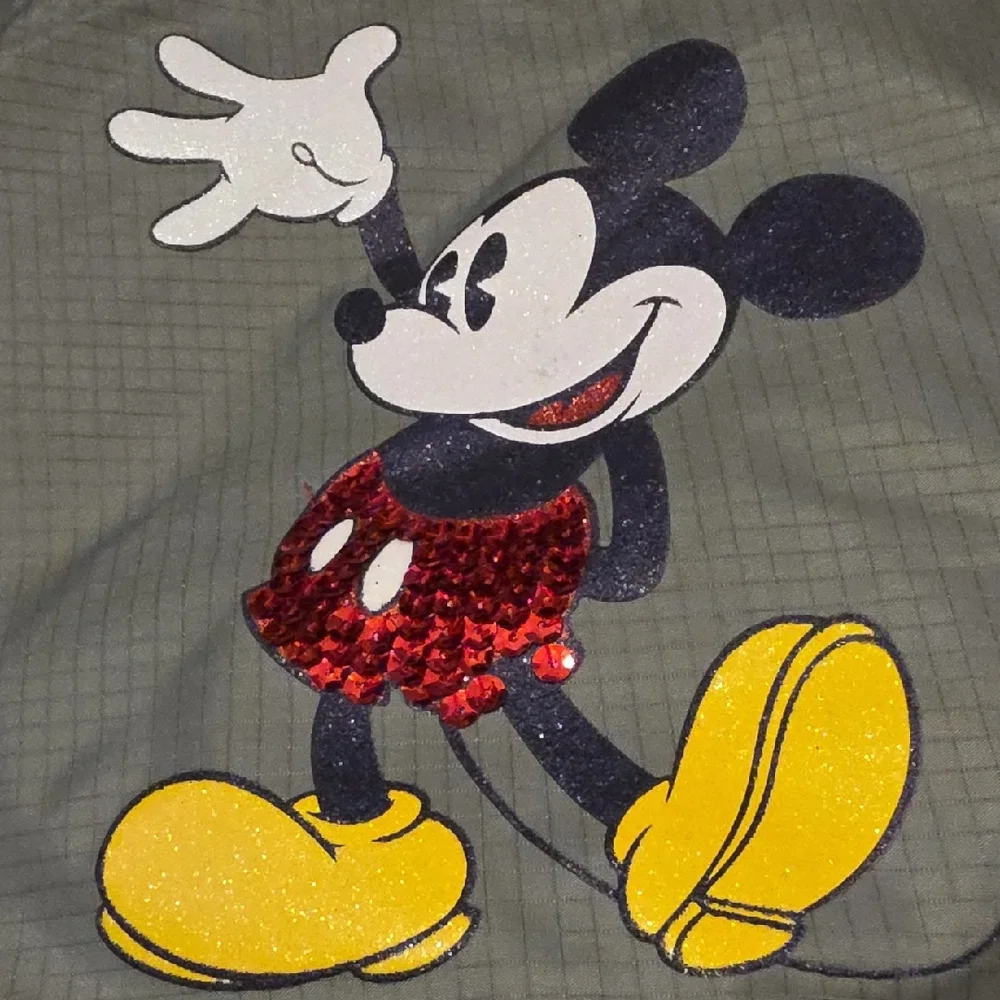 Disney Mickey Mouse Tote Bag Sage Green Sequins Nylon